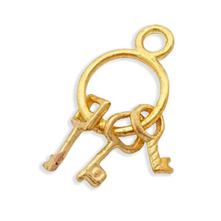 Dije Llavero con 3 Llaves Estilo Tibetano Tono Oro Envejecido 27x12x5mm | 3 uds