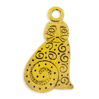 Dije Gato Estilo Tibetano Tono Oro Envejecido 22x12x2mm | 5 uds