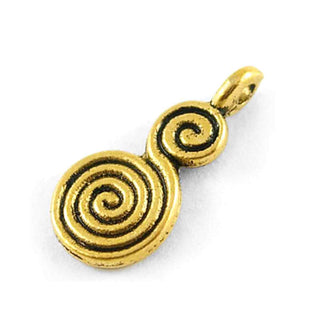 Dije Doble Espiral Estilo Tibetano Tono Oro Envejecido 17x8x1,5mm | 10 uds
