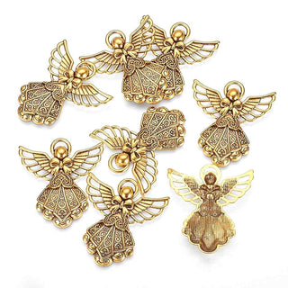 Maxi Dije Ángel Estilo Tibetano Tono Oro Envejecido 42,5x40x3mm | 3 uds