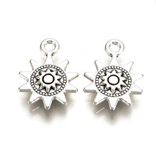 Dije Sol Étnico Tono Plata Envejecida 17x13mm | Pack 10 uds