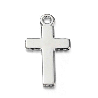 Dije Cruz Clásica Tono Plata Envejecida 25x13mm | Pack 9 uds