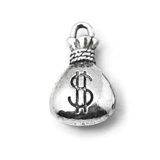 Dije Bolsa de la Suerte Tono Plata Envejecida 17x10mm | 6 uds