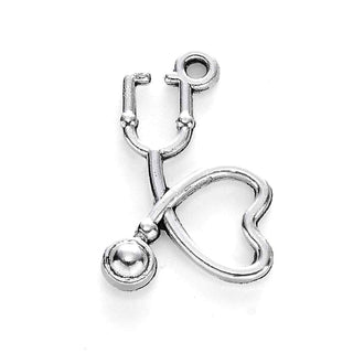 Dije Estetoscopio Tono Plata Envejecida 22x14mm | 10 uds