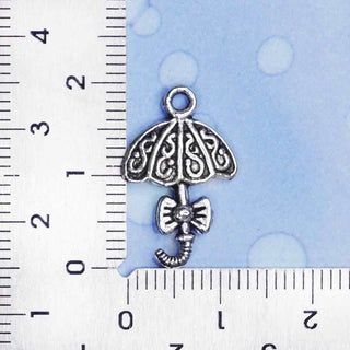 Dije Sombrilla Tono Plata Envejecida 20x12.5mm | Pack 10 uds