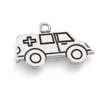 Dije Ambulancia Tono Plata Envejecida 22x13.5mm | 5 uds