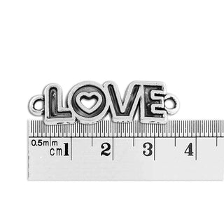 Enlace Mensaje Love Aleación Tono Plata Envejecida 10x36x1.5mm | 4 uds