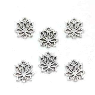 Enlace Flor de Loto Aleación Tono Plata Envejecida 16x15x2mm | 5 uds