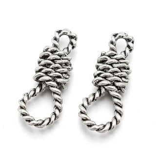 Enlace Cuerda Trenzada Estilo Tibetano Aleación Tono Plata Envejecida 22.5x8.5x4mm | 8 uds