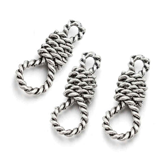Enlace Cuerda Trenzada Estilo Tibetano Aleación Tono Plata Envejecida 22.5x8.5x4mm | 8 uds