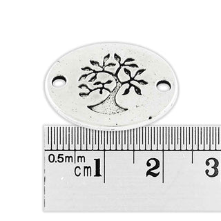 Enlace Árbol de la Vida Ovalado Aleación Tono Plata Envejecida 17.5x22.5x2mm | 2 uds