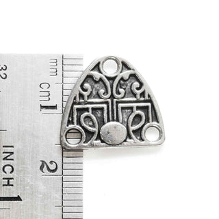 Enlace Semióvalo con Diseño Estilo Tibetano Aleación Tono Plata Envejecida 15.5x17x1.5mm | 5 uds