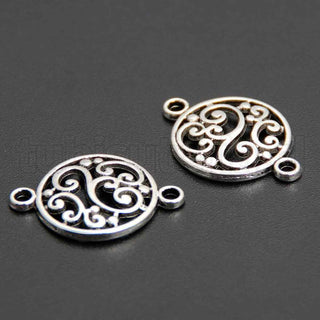 Enlaces de aleación con diseño floral  calado, 20x14mm.