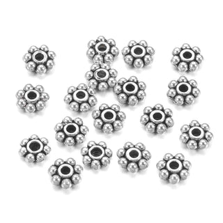 Separador Margarita de Aleación de Zinc Tono Plata Envejecida 6x2 mm | 30 uds