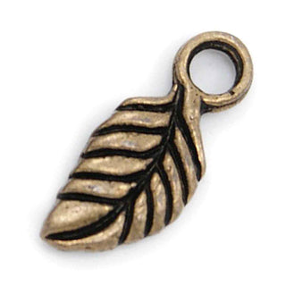 Mini Dije Hoja Estilo Tibetano Tono Bronce Envejecido 14x6x2mm | 13 uds
