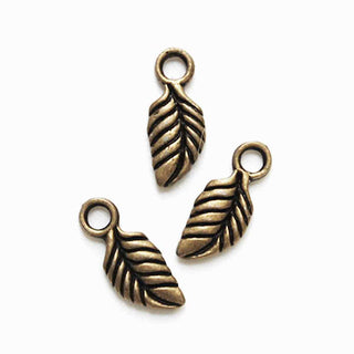 Mini Dije Hoja Estilo Tibetano Tono Bronce Envejecido 14x6x2mm | 13 uds