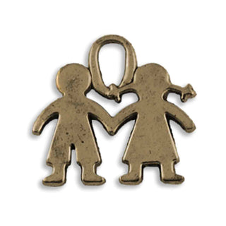 Dije Pareja de Niños Tono Bronce Envejecido 21x20x2mm | 3 uds