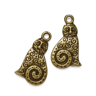 Dije Gato Tono Bronce Envejecido 22x12x2mm | 5 uds