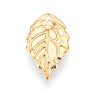 Dije Hoja de Hierro Tono Oro 18x10x0,5mm | 30 uds