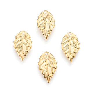 Dije Hoja de Hierro Tono Oro 18x10x0,5mm | 30 uds