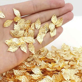 Dije Hoja de Hierro Tono Oro 18x10x0,5mm | 30 uds
