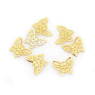 Dije Mariposa de Latón Calada Tono Oro 11x15x0,6mm | 25 uds