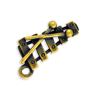 Dije Xilófono Tono Oro Envejecido 17x7x1mm | 5 uds