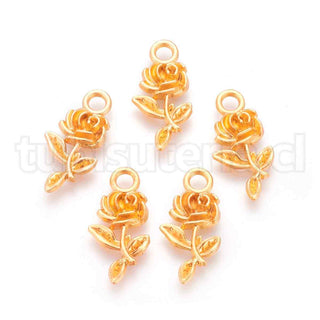 Colgantes de aleación, flor o rosa, 3 tonos para seleccionar. 21×10.5×2.5mm.