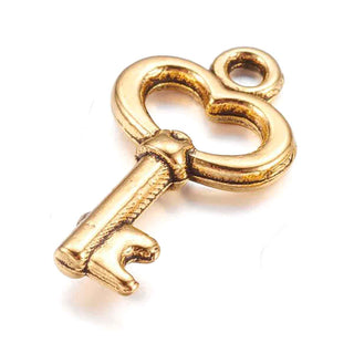 Dije Llave Tono Oro Envejecido 15,5x9x2,5mm | 18 uds