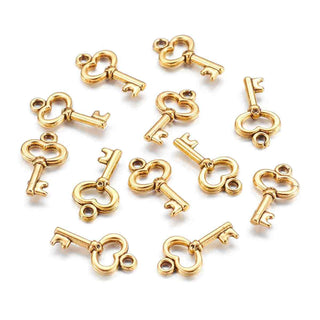 Dije Llave Tono Oro Envejecido 15,5x9x2,5mm | 18 uds