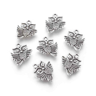 Dije Búho Místico Tono Plata Envejecida 15x18mm | 7 uds