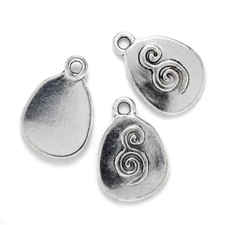 Dije Placa con Espiral Tono Plata Envejecida 20x14mm | Pack 7 uds