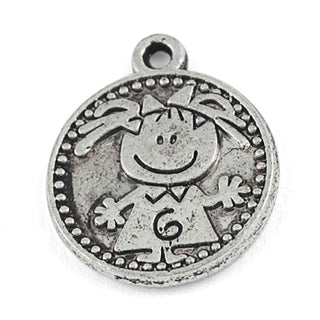 Dije Redondo “Eres la + Divertida” Tono Plata Envejecida 21x18mm | Pack 6 uds
