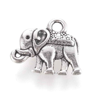 Dije Elefante Tono Plata Envejecida 14x12mm | Pack 7 uds