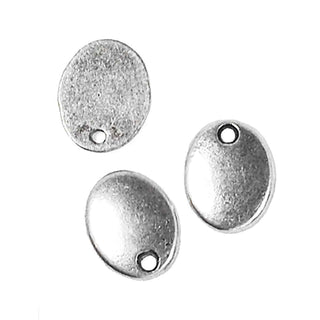 Dije Óvalo Tono Plata Envejecida 10x8mm | Pack 6 uds