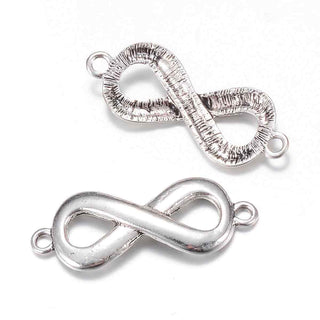 Conector Símbolo Infinito Aleación Tono Plata Envejecida 37x14x3mm | 3 uds