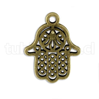 Mano de Fátima, Hamsa, colgante de aleación. 28x20x1mm.