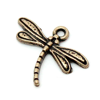 Mini Dije Libélula Estilo Tibetano Tono Bronce Envejecido 15x16x2mm | 10 uds