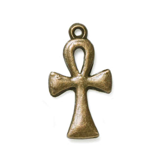 Dije Cruz Ankh Estilo Tibetano Tono Bronce Envejecido 22x12x2mm | 9 uds