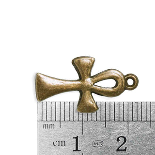 Dije Cruz Ankh Estilo Tibetano Tono Bronce Envejecido 22x12x2mm | 9 uds