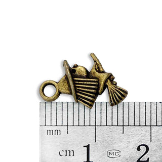 Mini Dije Bruja en Escoba Tono Bronce Envejecido 16x10x3mm | 10 uds