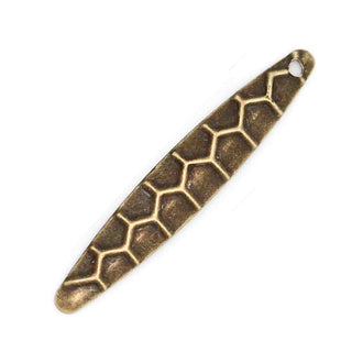 Dije Marquesa Alargada con Relieve Tono Bronce Envejecido 28x5x1.4mm | 8 uds