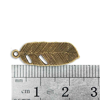 Dije Pluma Tono Bronce Envejecido 24x9x2mm | 5 uds