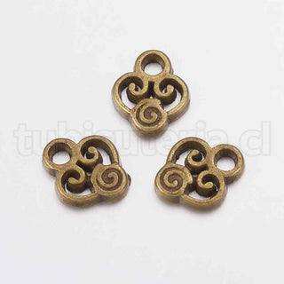 Colgantes decorativos de aleación, tres tonos para  seleccionar, 10x8x2mm.