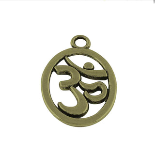 Dije Ohm Aum en Óvalo Tono Bronce Envejecido 22x14.5x1.5mm | 7 uds