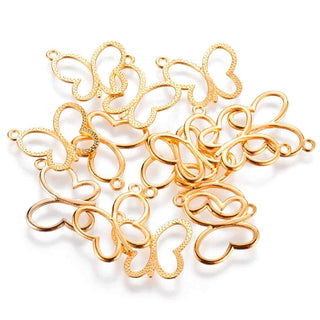 Dije Mariposa Calada Pasador Superior Tono Oro 17,5x19,5x1mm | 10 uds