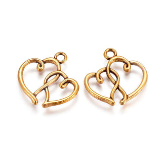 Dije Corazones Entrelazados Tres Tonos a Elegir 20x19x2mm | 8 uds