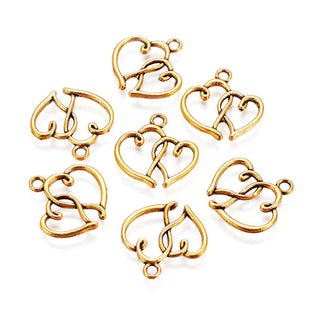 Dije Corazones Entrelazados Tres Tonos a Elegir 20x19x2mm | 8 uds