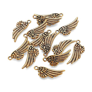 Dije Ala de Aleación Estilo Tibetano Tono Oro Envejecido 29x11x2mm | 8 uds