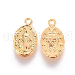 Colgantes ovalados de aleación estilo tibetano, Virgen María, 17.5x10x1 mm.